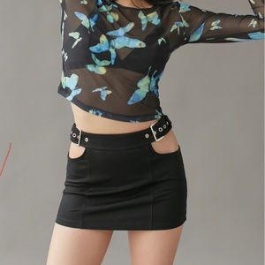 Patti Belted Cutout Mini Skirt